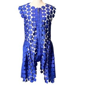 Item # A094 CQ by CQ Cobalt Blue Laser-Cut Mesh Duster Vintage NEW NO TAG S